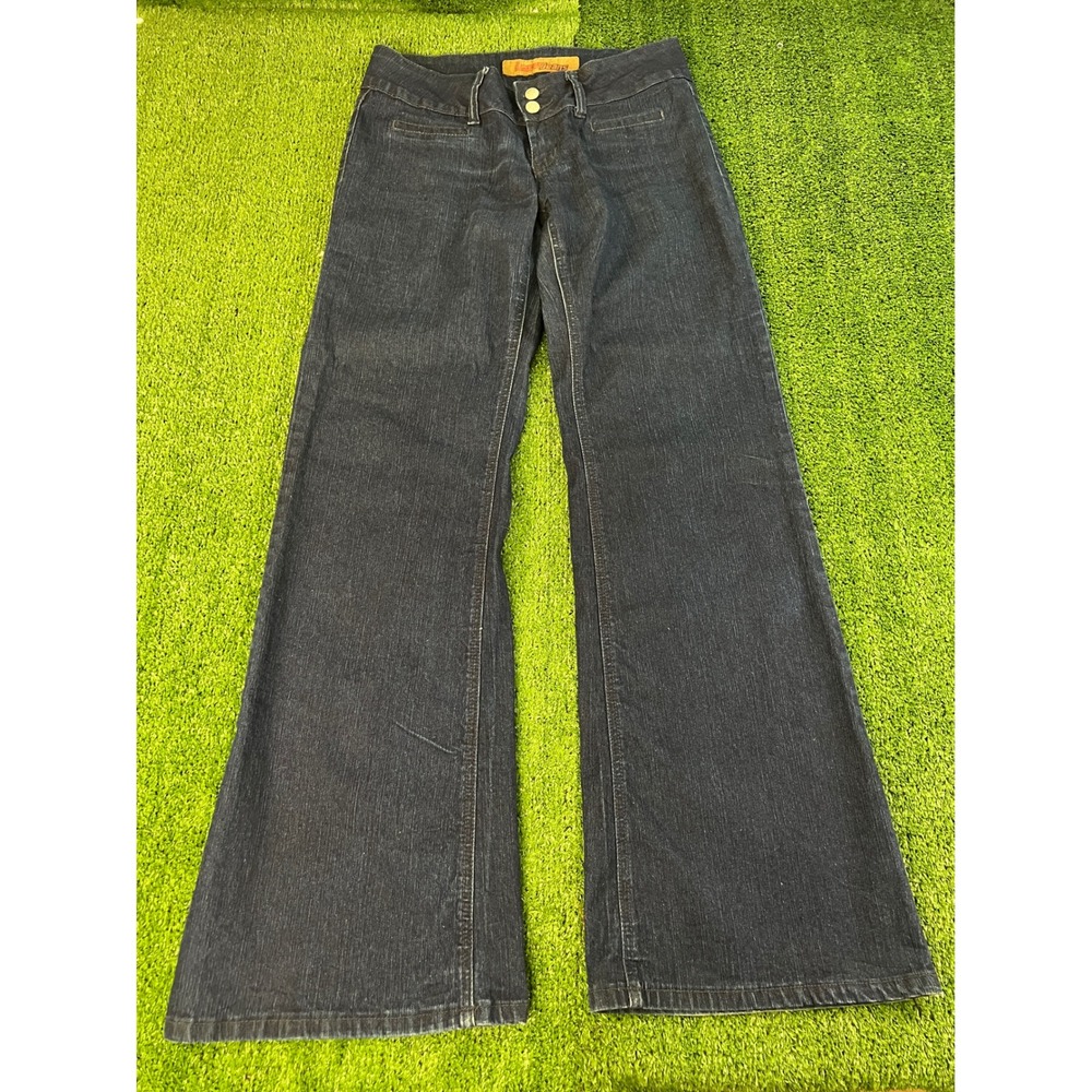 Lazer Jeans Womens Size 9 32X32 Dark Wash Flared Wide Leg Double Button Denim